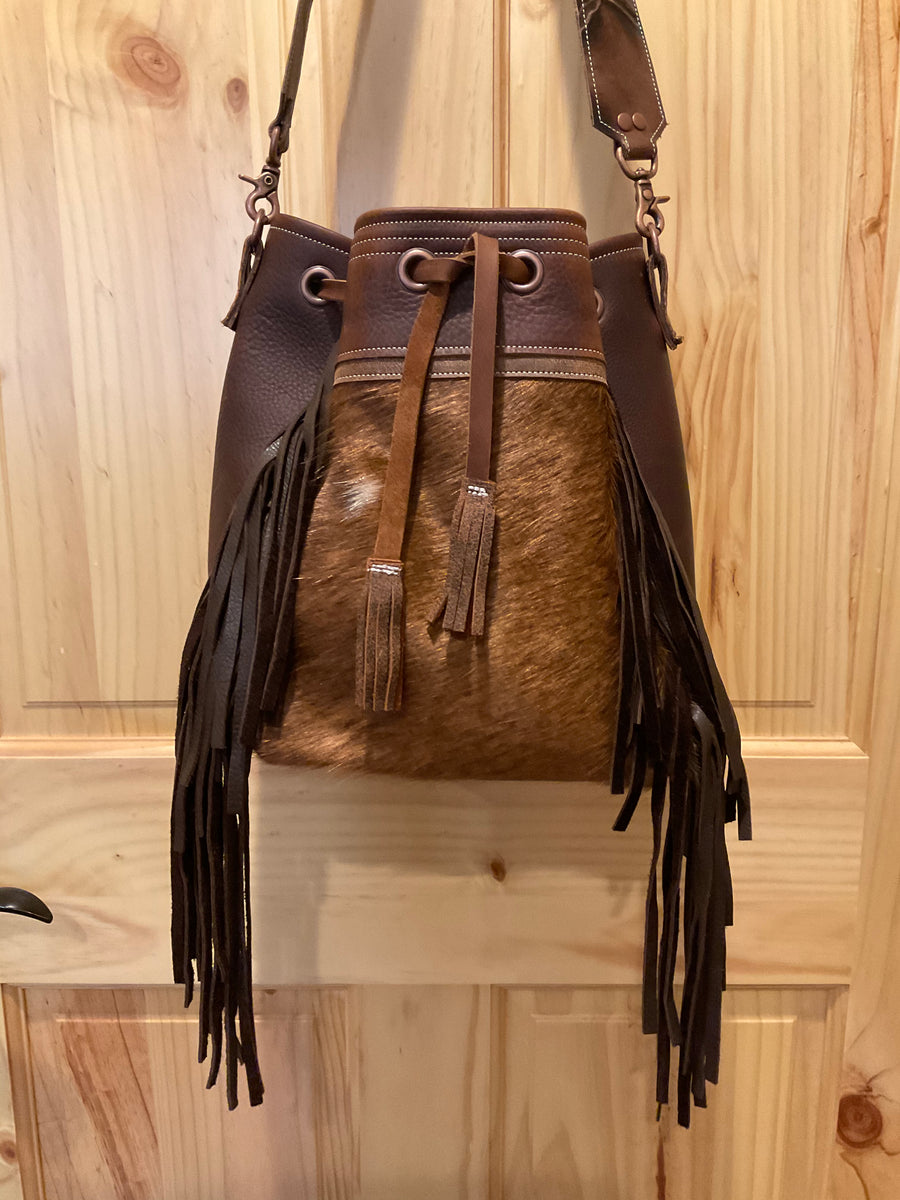 Fringe Leather Bucket Bag 