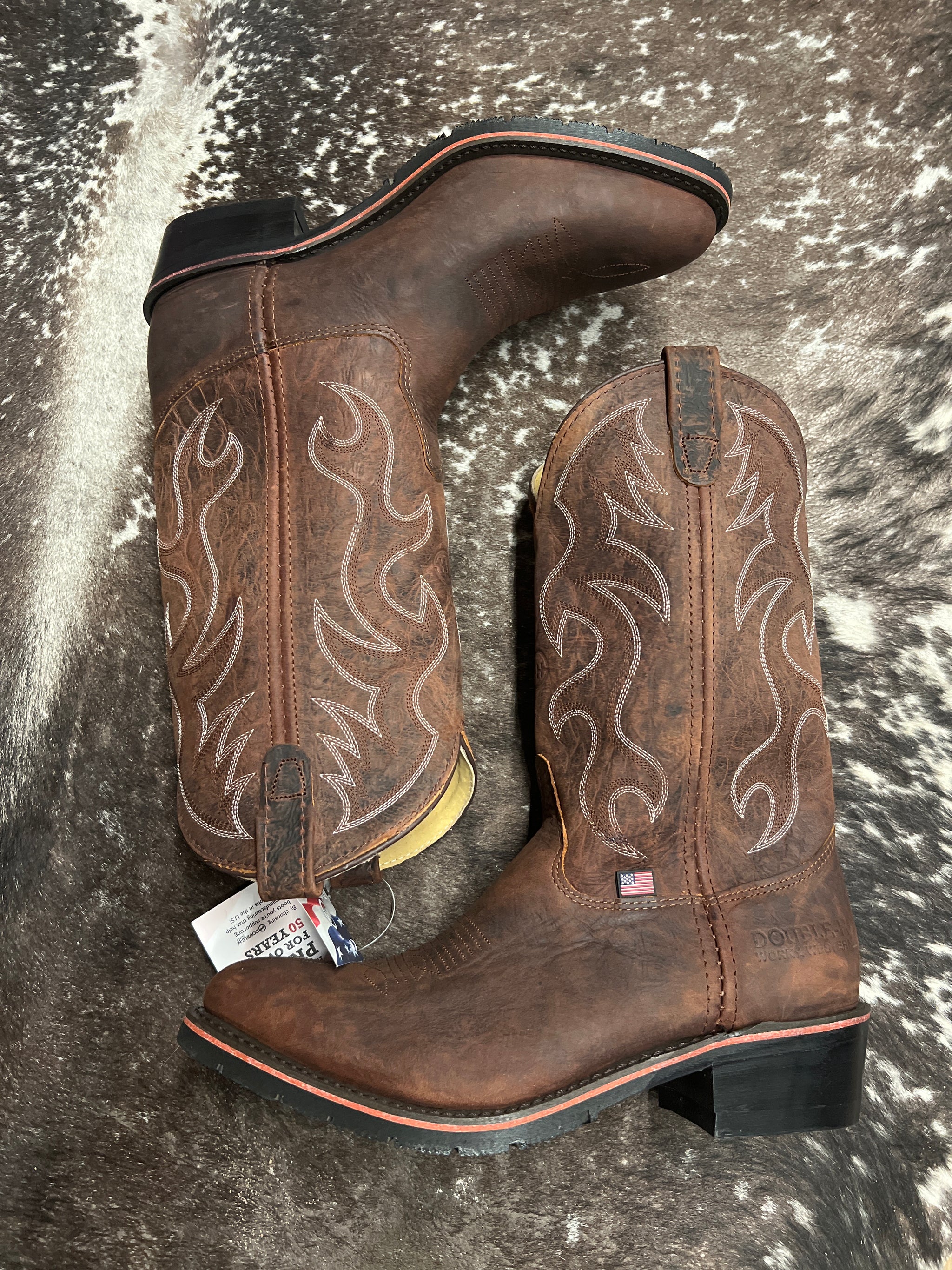 Double H Men's Robert 12 Inch Steel Toe Western Work Boot - AG7 PU Outsole, Made In USA, ASTM F-2413