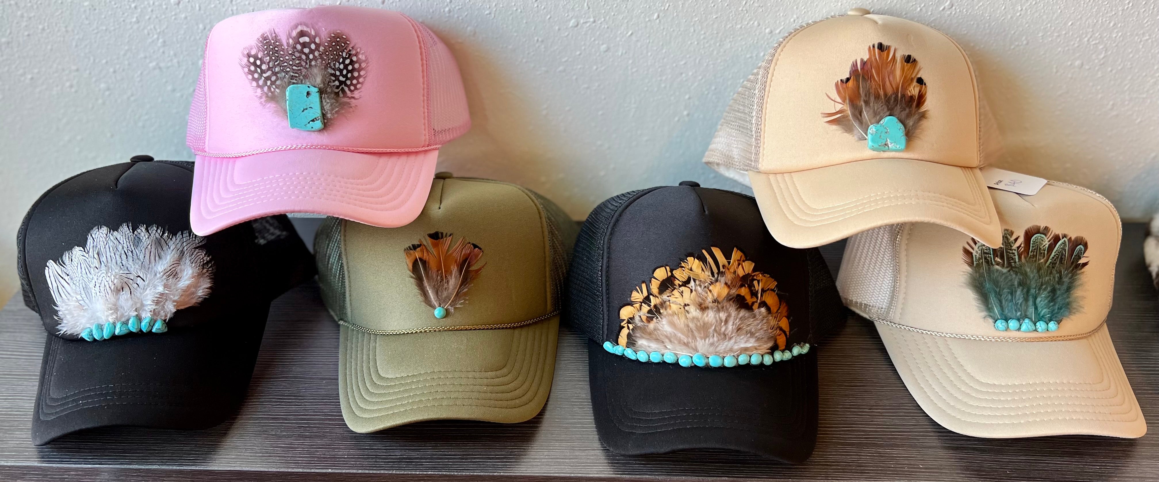 Fancy Feather Trucker Hats – Triple J Western Shop