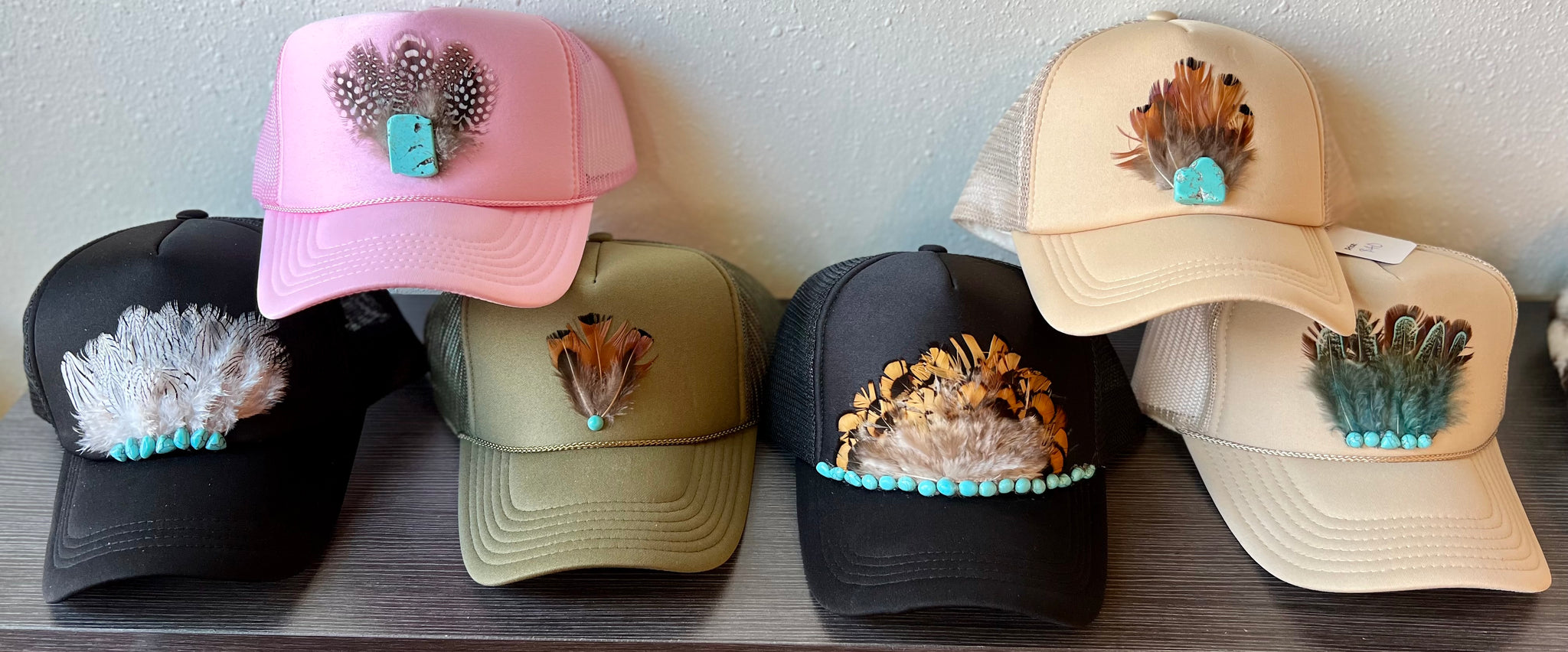 F14 Boho Feather Trucker Hat Water Feather Trucker Hat main image 2