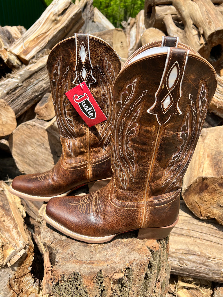 Justin square toe roper boots cheap