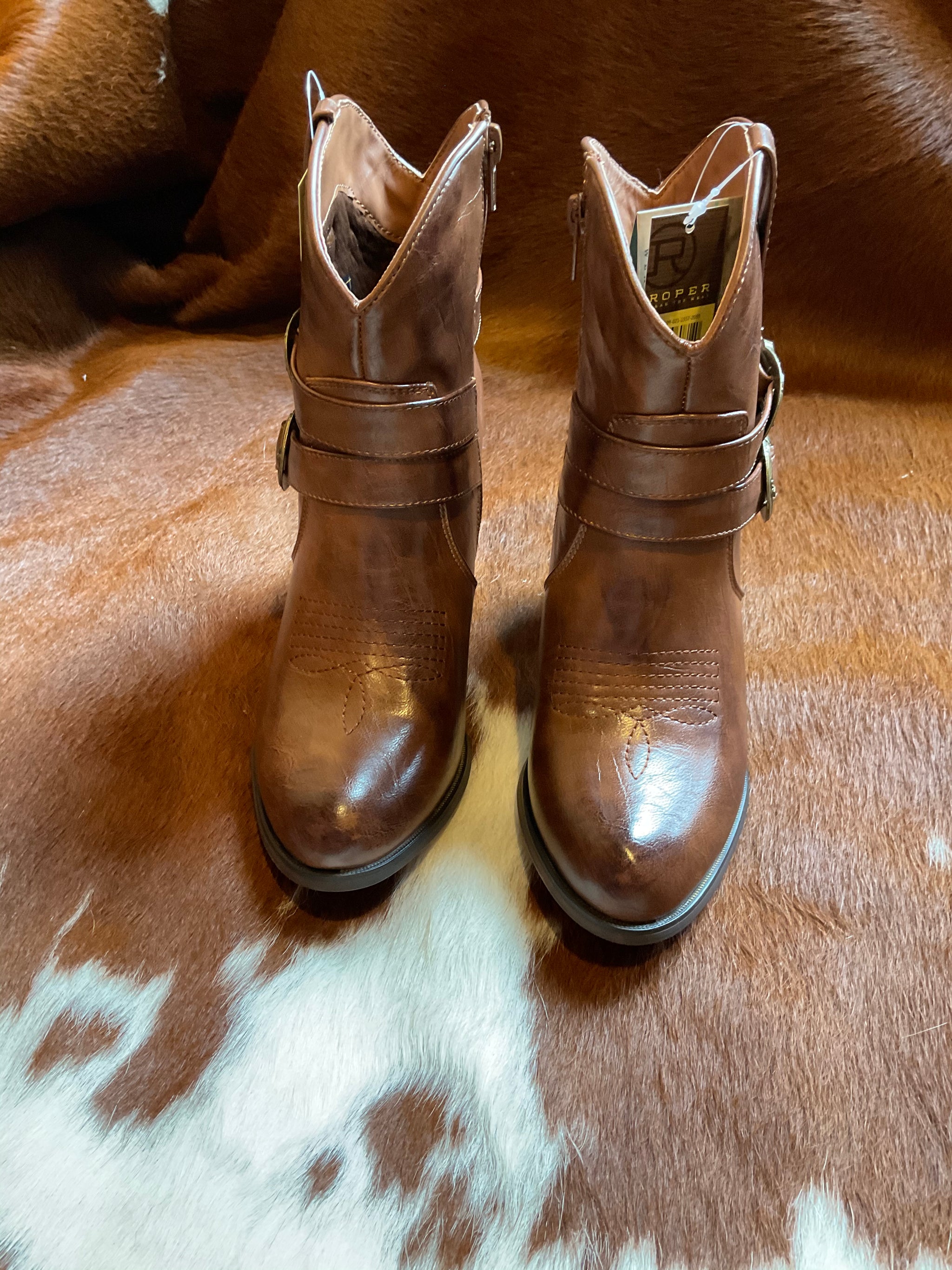 Roper Women's Maybelle Fashion Boot - Faux Leather Ankle Boot With Side Zip - View #9